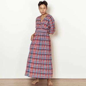 $345 Ace & Jig Dani Dress in Fortune Small S EUC Plaid and Red Blue Print Cute